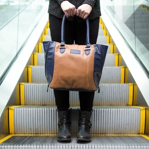 Looptworks Southwest Airline Leather Seats Upcycled Shoulder Tote - Picture 3 of 15